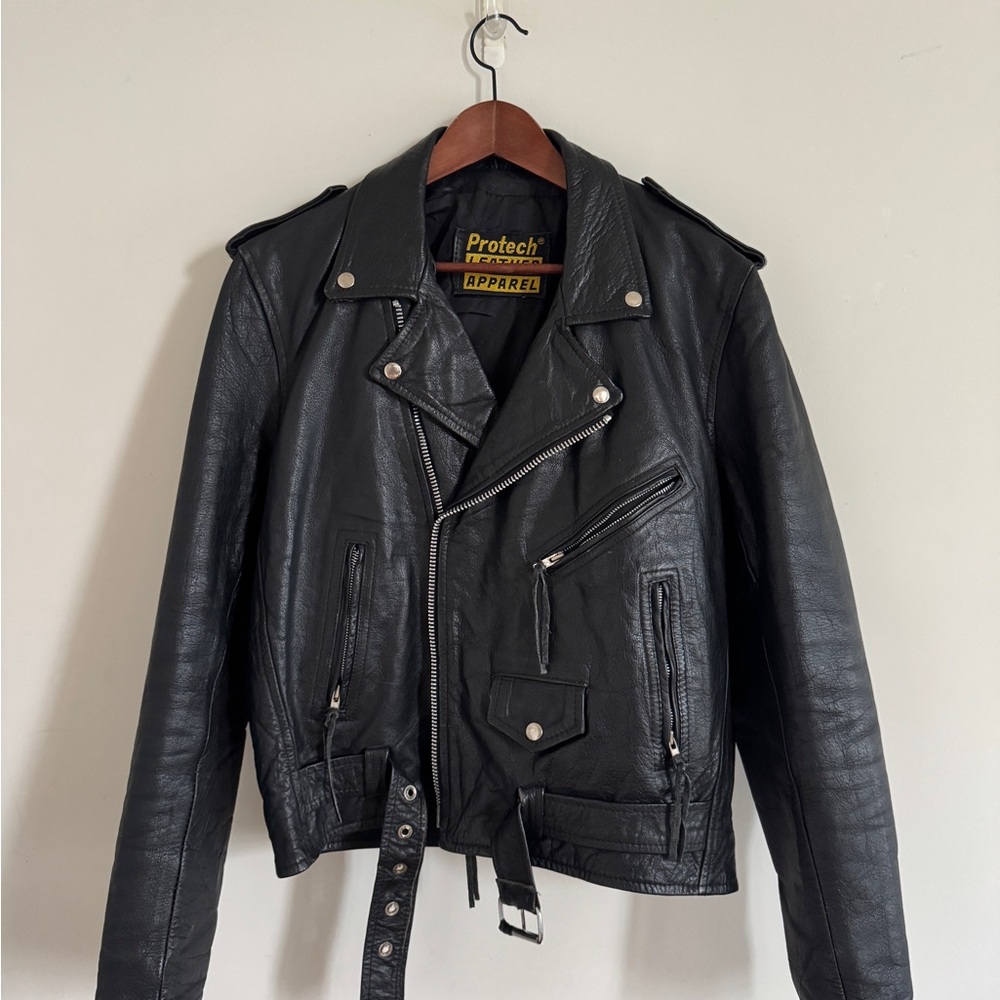 Black Leather Motorcycle Jacket for Men